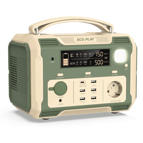 500W Portable Power Station; 484Wh Solar Generator Power Pack Battery Lithium Backup Power Supply with 2 AC Outlets; Emergency LED Light for Outdoor 500W Portable Power Station; 484Wh Solar Generator Power Pack Battery Lithium Backup Power Supply with 2 AC Outlets; Emergency LED Light for Outdoor
