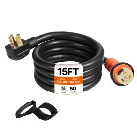 VEVOR Generator Cord, 15FT Generator Power Cord w/ Plug in & Out Pin of Inlet Box Side, 50AMP SS2-50R/CS6375 Style Inlets Cable, 12000W Extension Cord